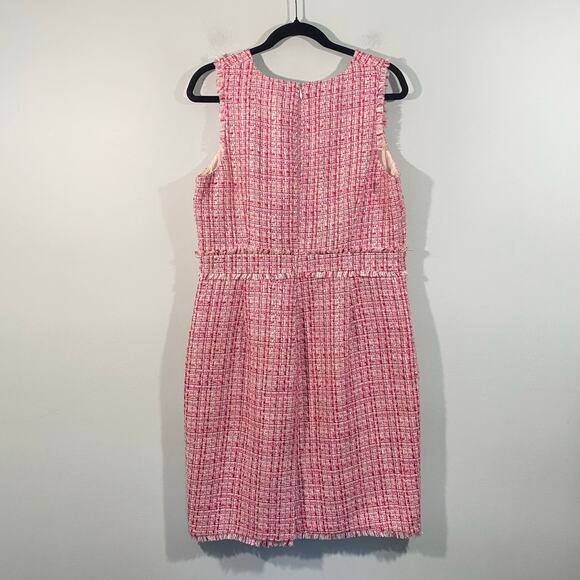 J Crew Women Pink Tweed V-neck Sleeveless Sheath Dress Size 12 #L0147 - Picture 7 of 7